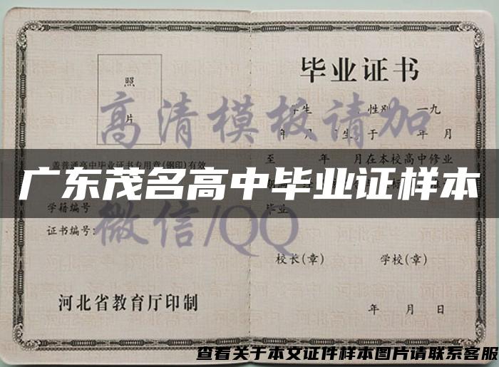 廣東茂名高中畢業證樣本