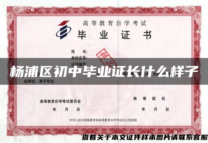 楊浦區初中畢業證長什么樣子