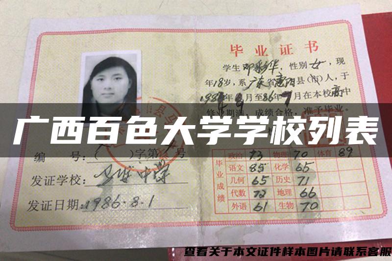 廣西百色大學學校列表