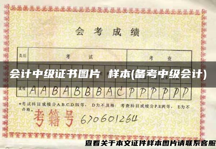 會計中級證書圖片 樣本(備考中級會計)