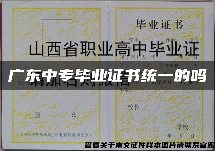 廣東中專畢業證書統一的嗎