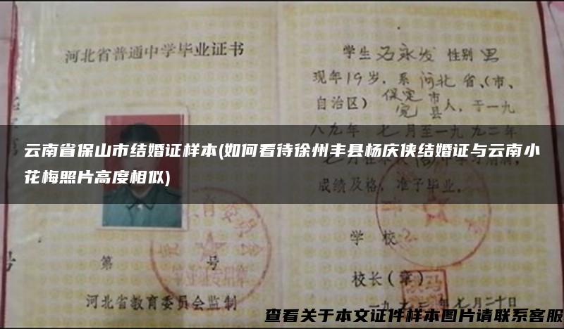 云南省保山市結婚證樣本(如何看待徐州豐縣楊慶俠結婚證與云南小花梅照片高度相似)