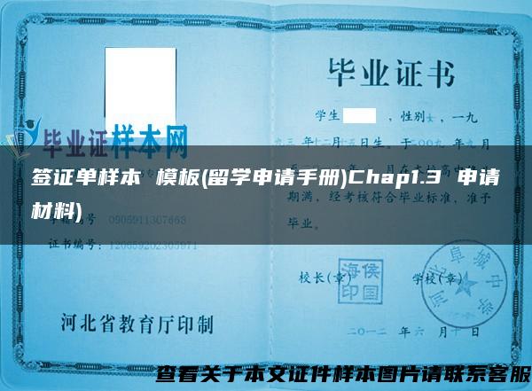 簽證單樣本 模板(留學申請手冊)Chap1.3 申請材料)