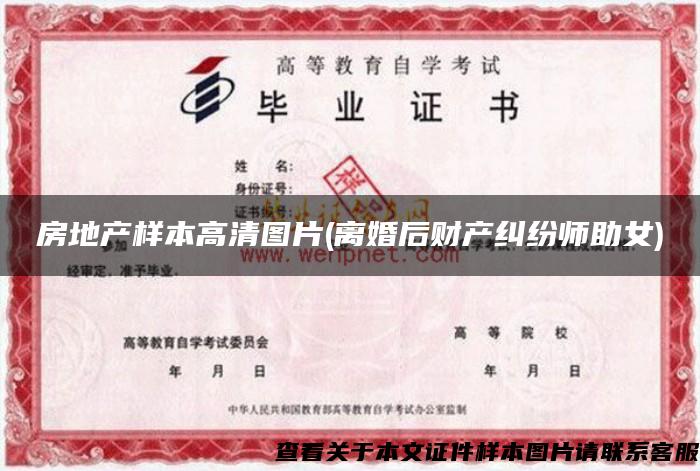 房地產樣本高清圖片(離婚后財產糾紛師助女)