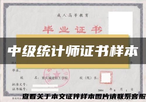 中級統計師證書樣本
