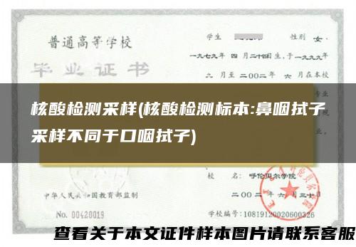 核酸檢測采樣(核酸檢測標本:鼻咽拭子采樣不同于口咽拭子)