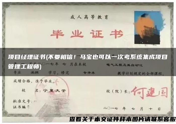 項目經理證書(不要相信！馬寶也可以一次考系統集成項目管理工程師)