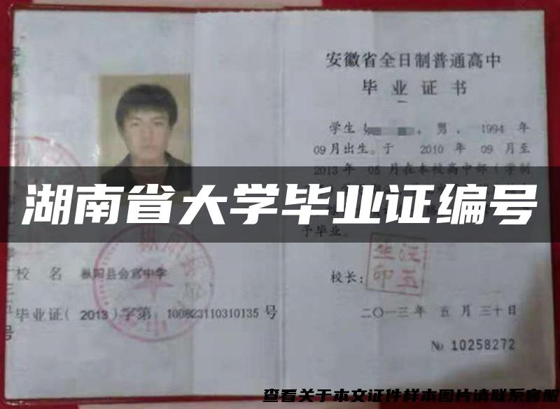 湖南省大學畢業證編號