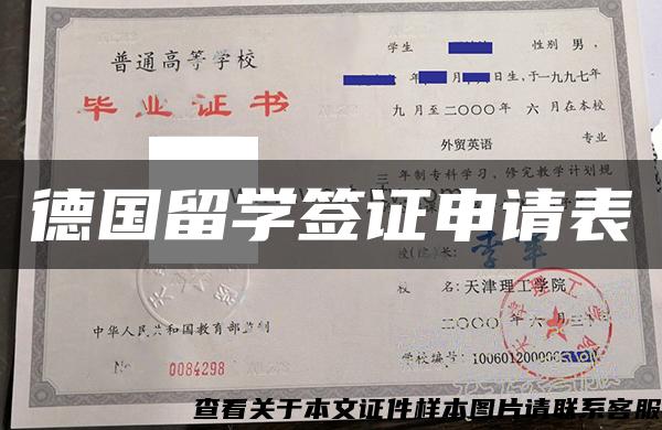 德國留學簽證申請表