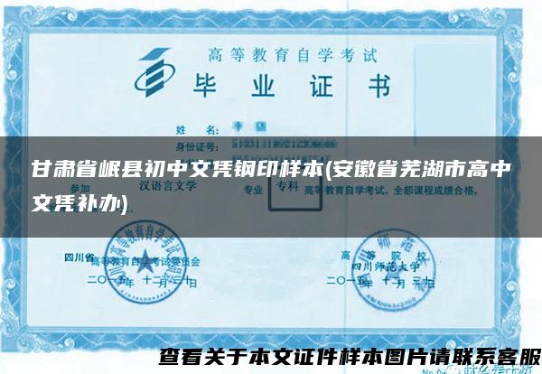甘肅省岷縣初中文憑鋼印樣本(安徽省蕪湖市高中文憑補辦)