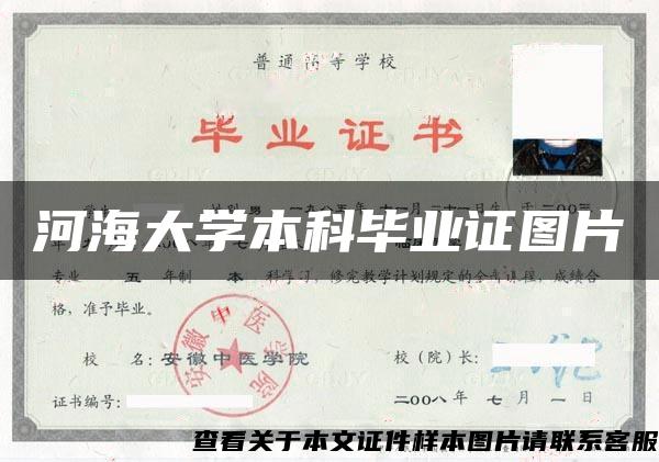 河海大學本科畢業證圖片