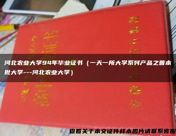 河北農業大學94年畢業證書（一天一所大學系列產品之普本批大學---河北農業大學）
