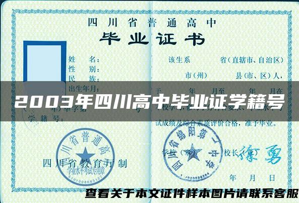 2003年四川高中畢業證學籍號