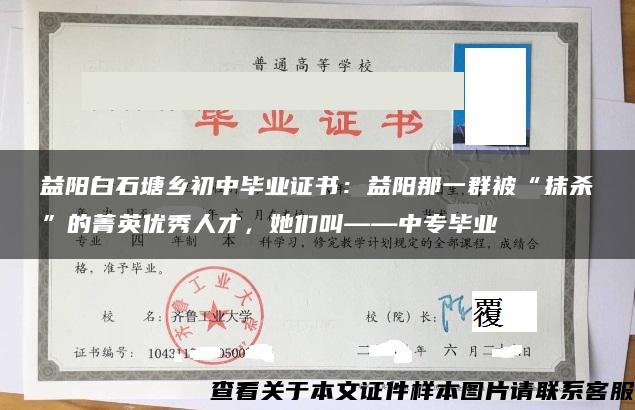 益陽白石塘鄉初中畢業證書：益陽那一群被“抹殺”的菁英優秀人才，她們叫——中專畢業