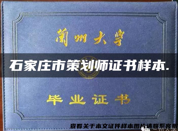 石家莊市策劃師證書樣本.