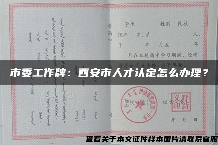 市委工作牌：西安市人才認定怎么辦理？