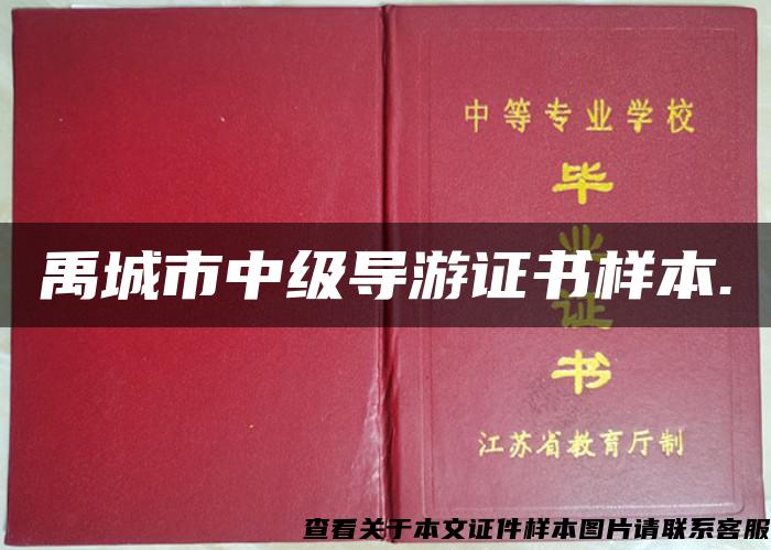 禹城市中級導游證書樣本.