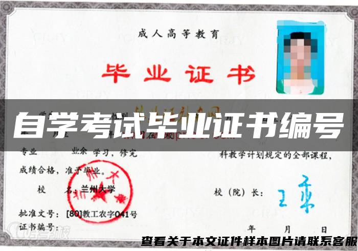 自學考試畢業證書編號