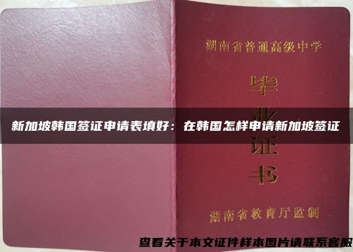 新加坡韓國簽證申請表填好：在韓國怎樣申請新加坡簽證