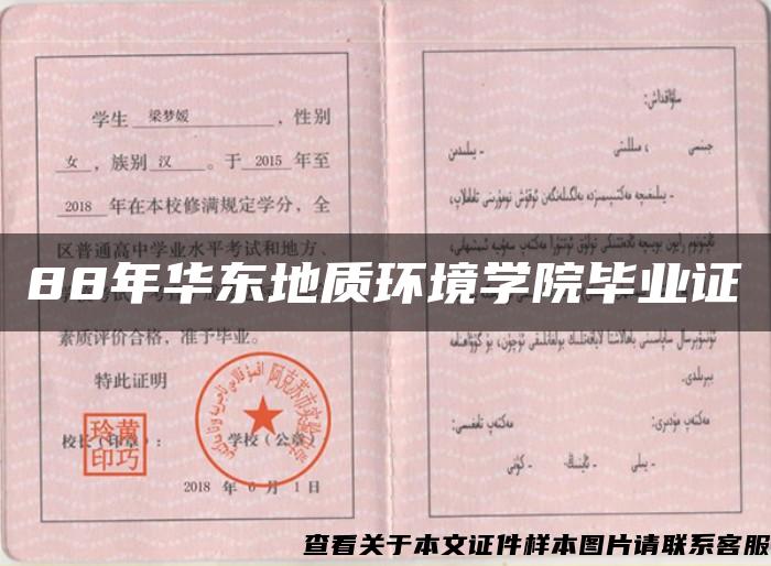 88年華東地質環境學院畢業證