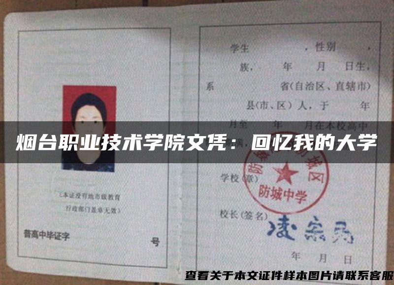 煙臺職業技術學院文憑：回憶我的大學