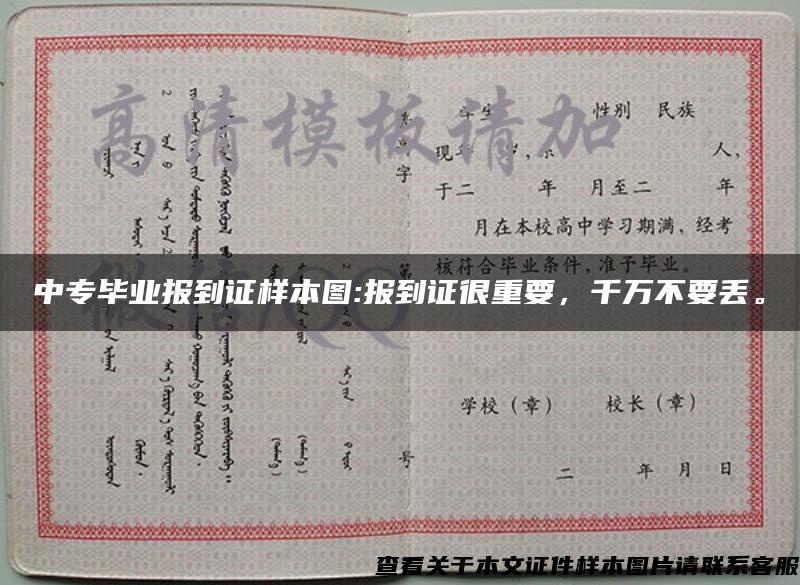 中專畢業報到證樣本圖:報到證很重要，千萬不要丟。