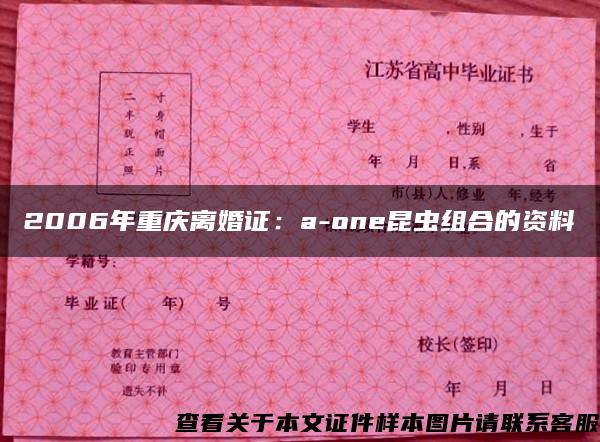 2006年重慶離婚證：a-one昆蟲組合的資料