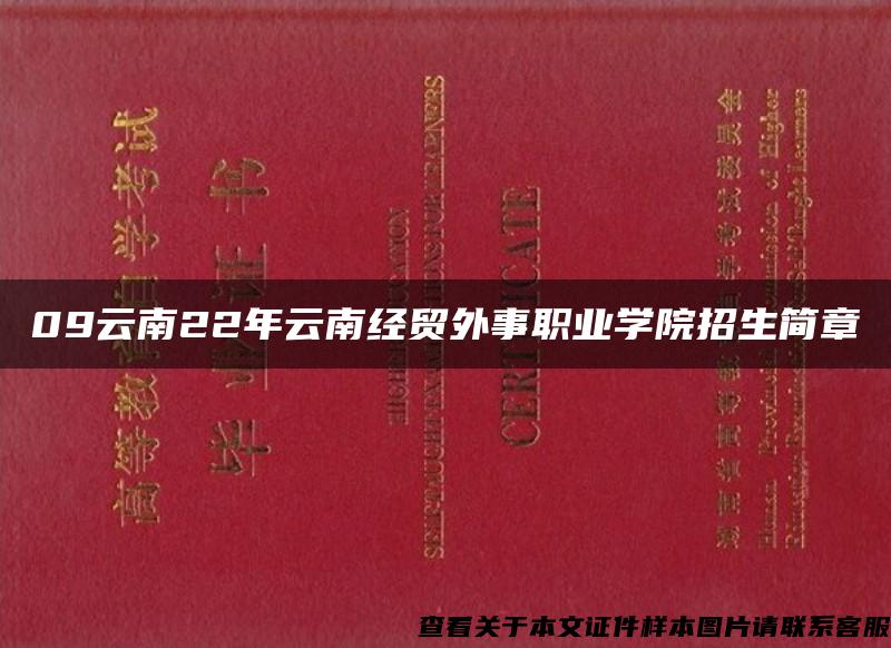 09云南22年云南經貿外事職業學院招生簡章