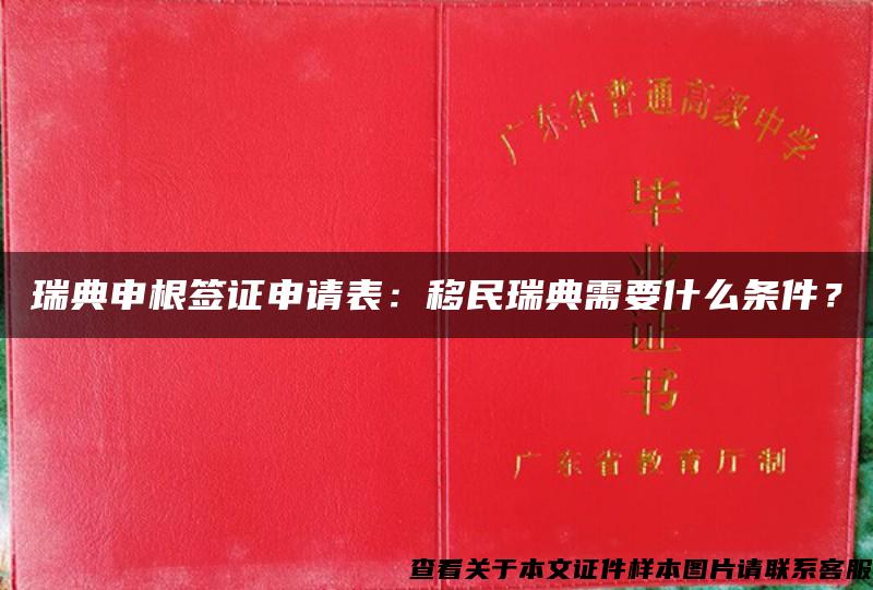 瑞典申根簽證申請表：移民瑞典需要什么條件？