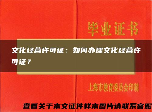 文化經營許可證：如何辦理文化經營許可證？