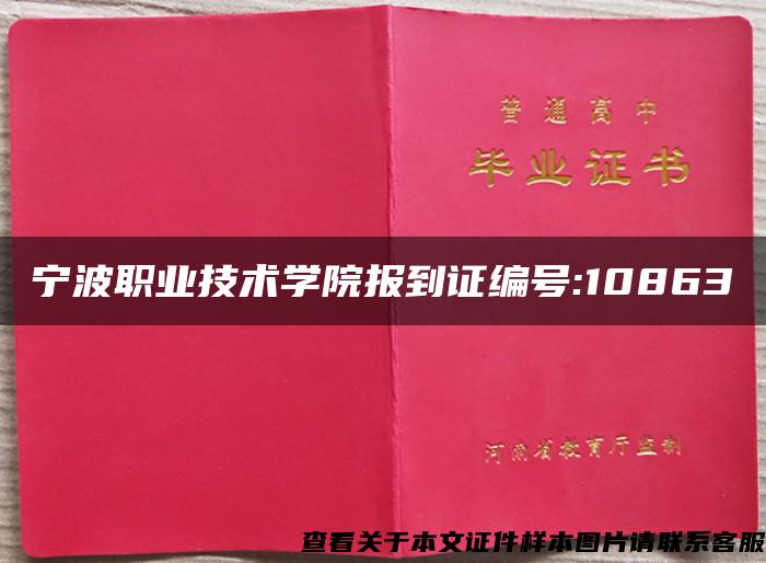 寧波職業技術學院報到證編號:10863