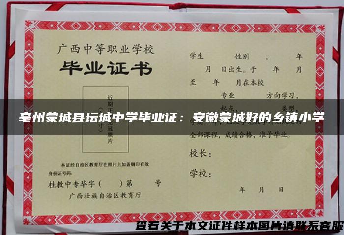 亳州蒙城縣壇城中學畢業證：安徽蒙城好的鄉鎮小學