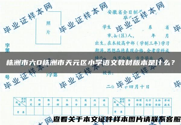 株洲市六O株洲市天元區小學語文教材版本是什么？