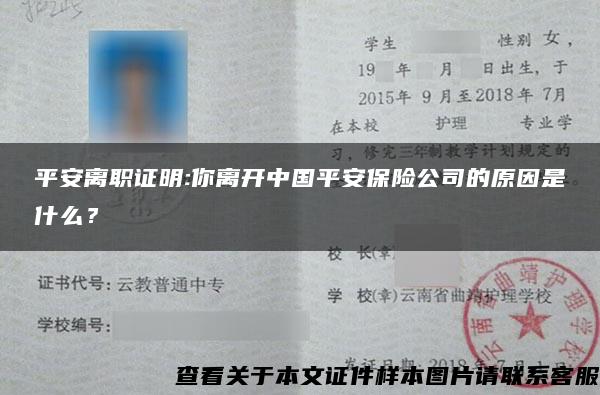 平安離職證明:你離開中國平安保險公司的原因是什么？