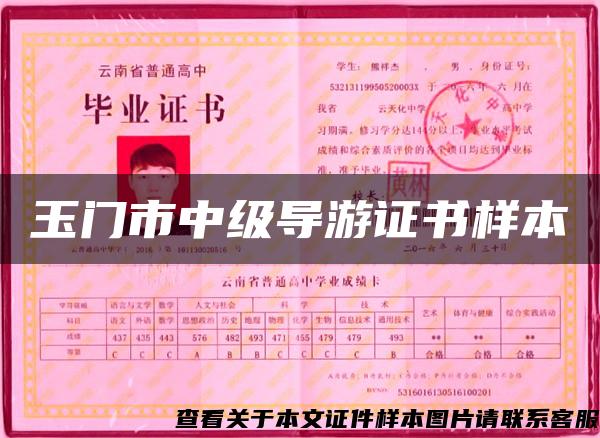 玉門市中級導游證書樣本