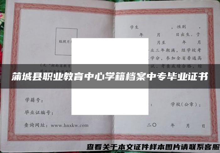 蒲城縣職業教育中心學籍檔案中專畢業證書