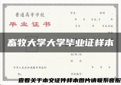 畜牧大學大學畢業證樣本