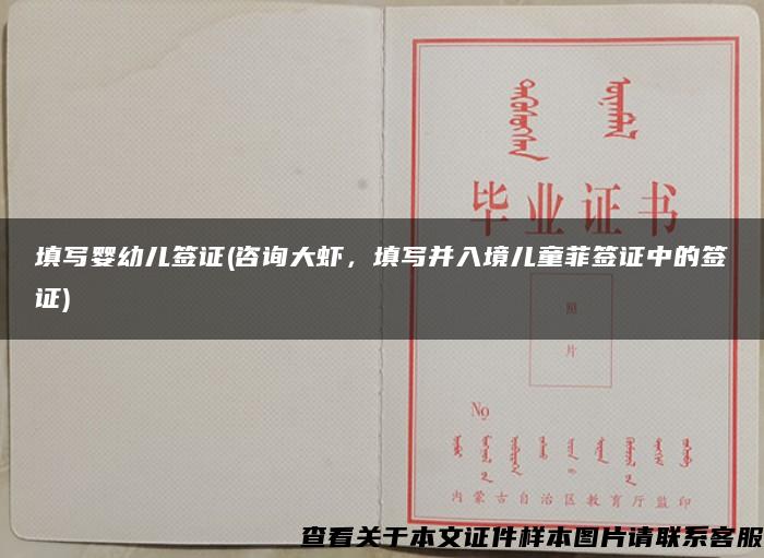 填寫嬰幼兒簽證(咨詢大蝦，填寫并入境兒童菲簽證中的簽證)