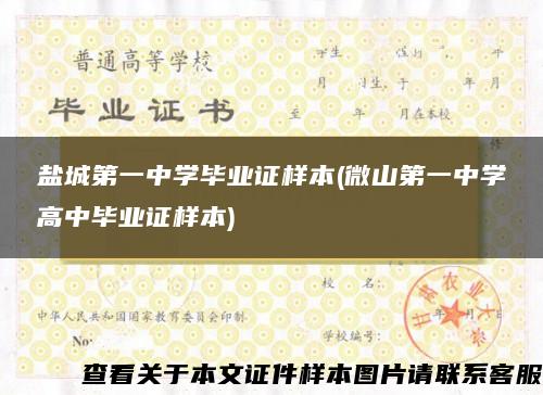 鹽城第一中學畢業證樣本(微山第一中學高中畢業證樣本)