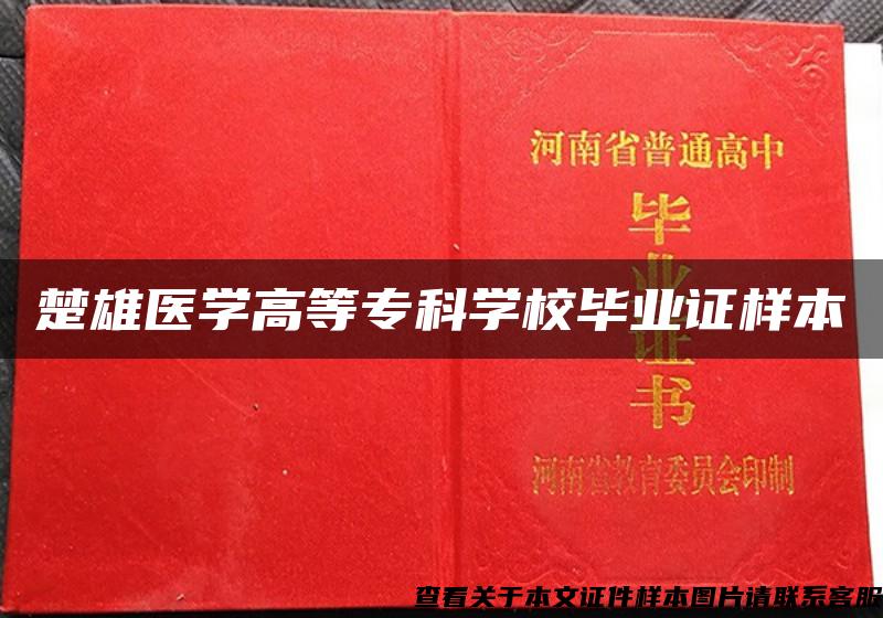 楚雄醫學高等?？茖W校畢業證樣本
