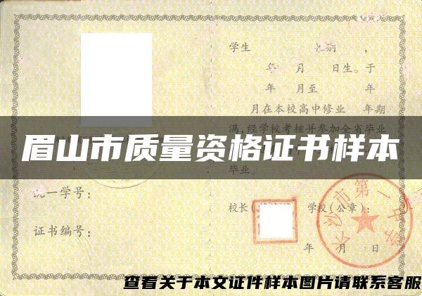 眉山市質量資格證書樣本