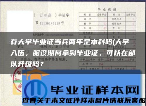 有大學畢業證當兵兩年是本科嗎(大學入伍，服役期間拿到畢業證，可以在部隊升級嗎？