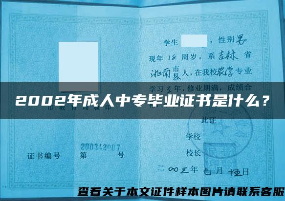 2002年成人中專畢業證書是什么？