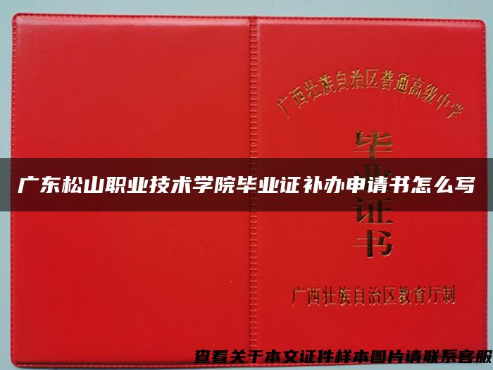 廣東松山職業技術學院畢業證補辦申請書怎么寫