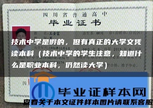 技術中學是假的，但有真正的大學文憑讀本科（技術中學的學生注意，知道什么是職業本科，仍然讀大學）