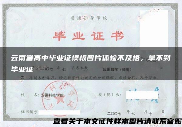 云南省高中畢業證模板圖片體檢不及格，拿不到畢業證