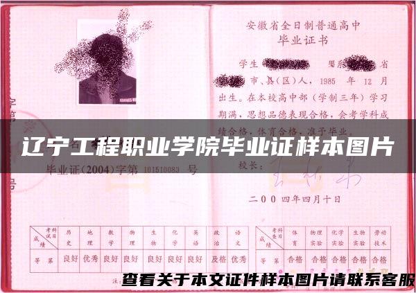 遼寧工程職業學院畢業證樣本圖片
