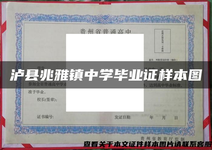 瀘縣兆雅鎮中學畢業證樣本圖