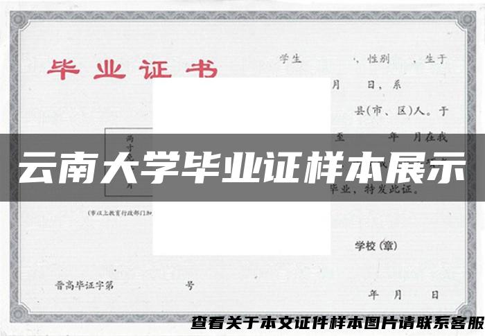 云南大學畢業證樣本展示