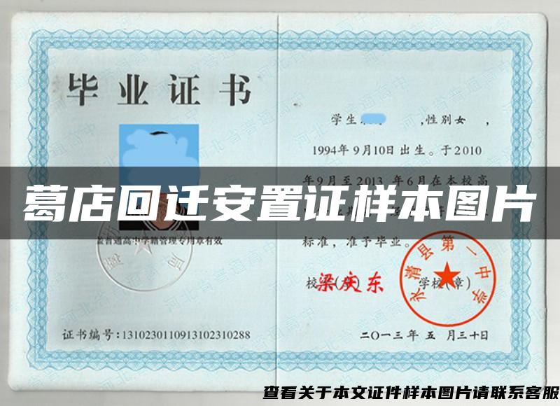 葛店回遷安置證樣本圖片